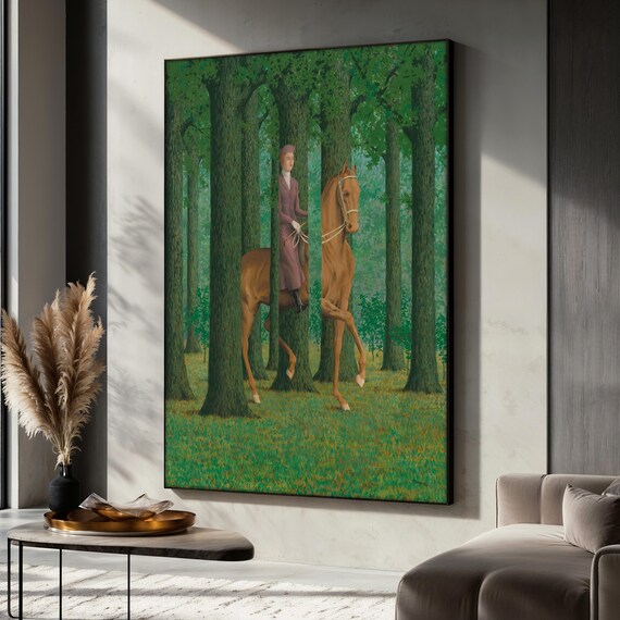 Rene Magritte Le Blanc Seing Rider and Horse Forest Art Poster