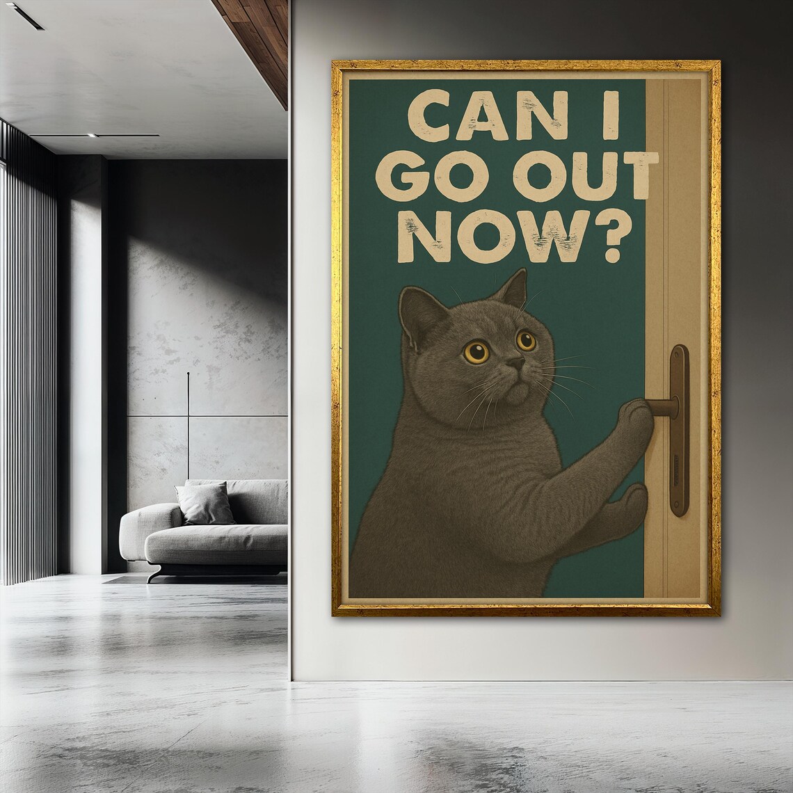Funny Cat, Curious Kitty Door Art Print - Image 3