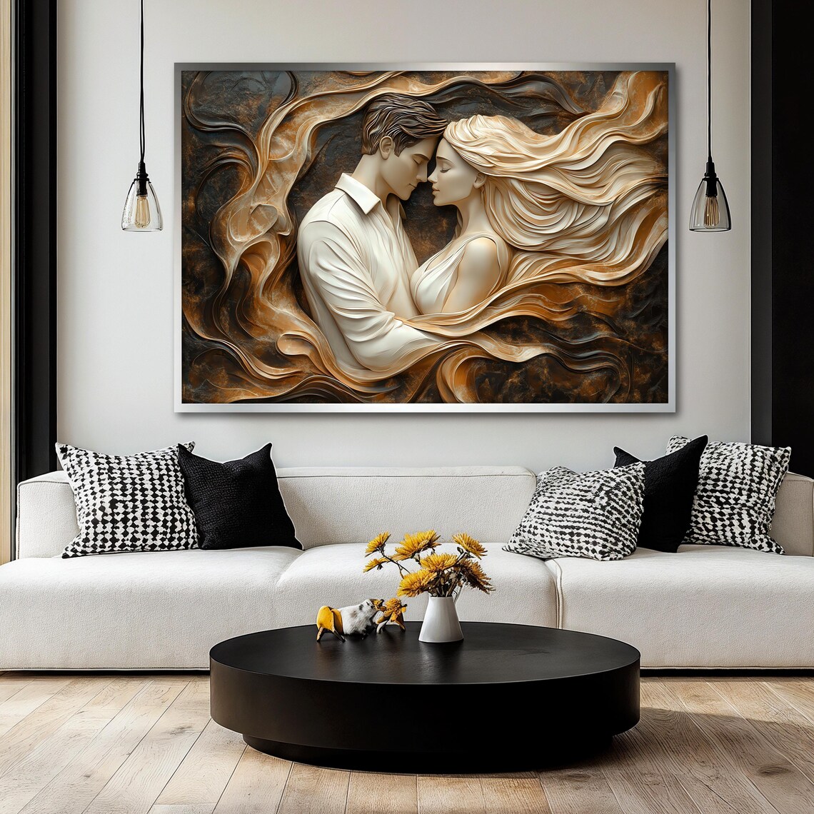 Romantic Couple Art Print, Modern Bedroom Decor - Image 2