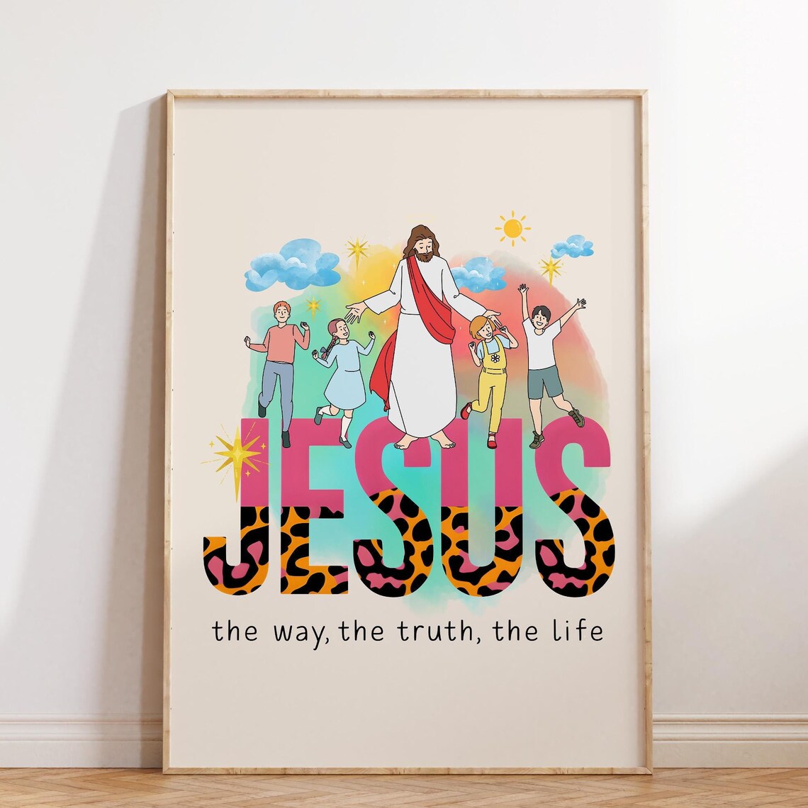 Jesus the Way the Truth the Life Colorful Kids Christian Poster