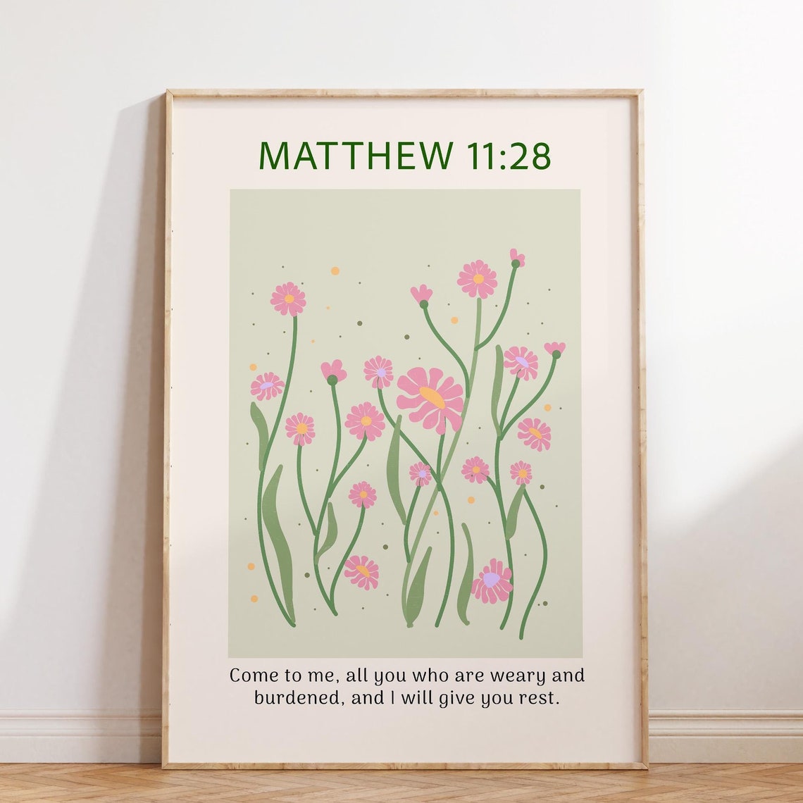 Christian Wall Art Matthew Print Bible Verse Scripture Art Christian Poster Wall Decor Christian Gift Flower Print
