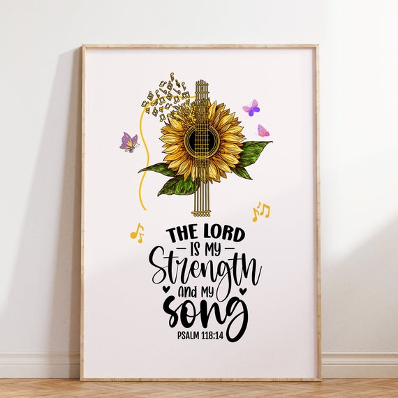 Retro Christian Wall Print Psalms Bible Verse Christian Poster Wall Decor Art Christian Gift Sunflower