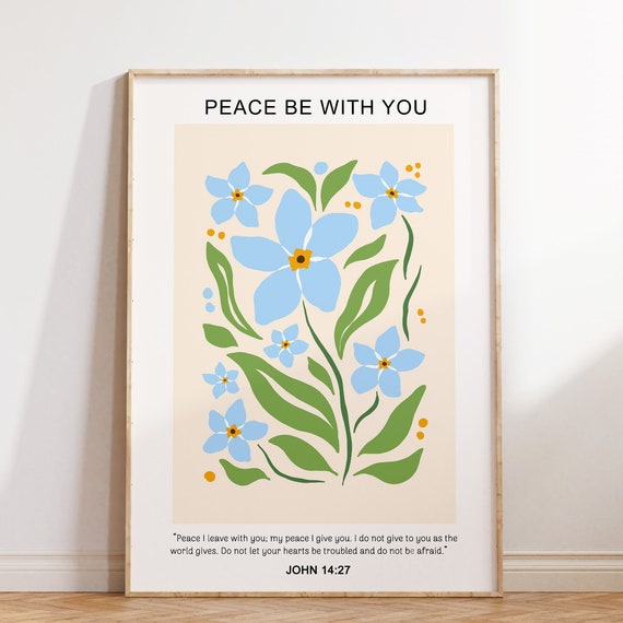 Christian Wall Art Forget Me Not Flower Wall Decor John Scripture Religious Poster Faith Print Bible Verse Gift For Christian