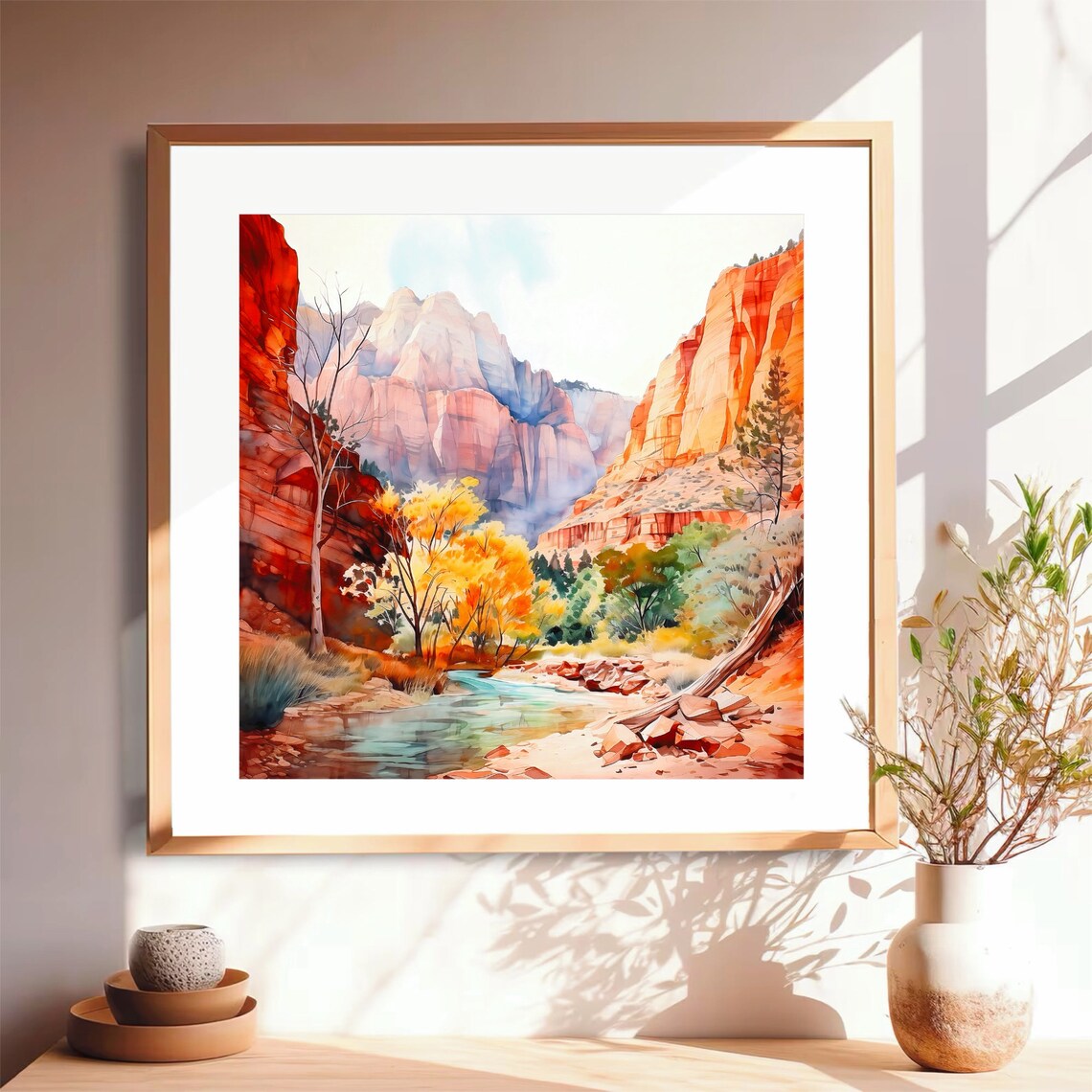 Zion National Park Watercolor Landscape Art Print - Image 2