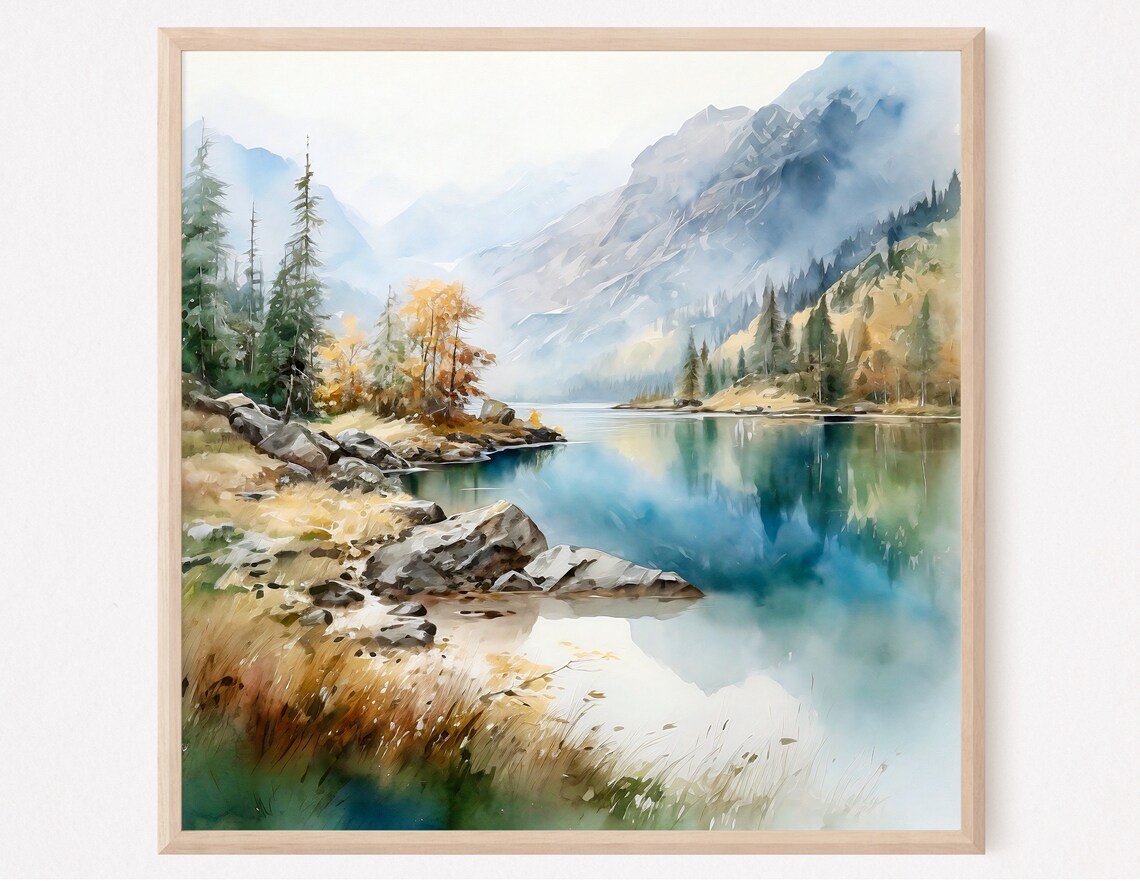 Mountain Landscape Watercolor Painting Art Print - Image 2