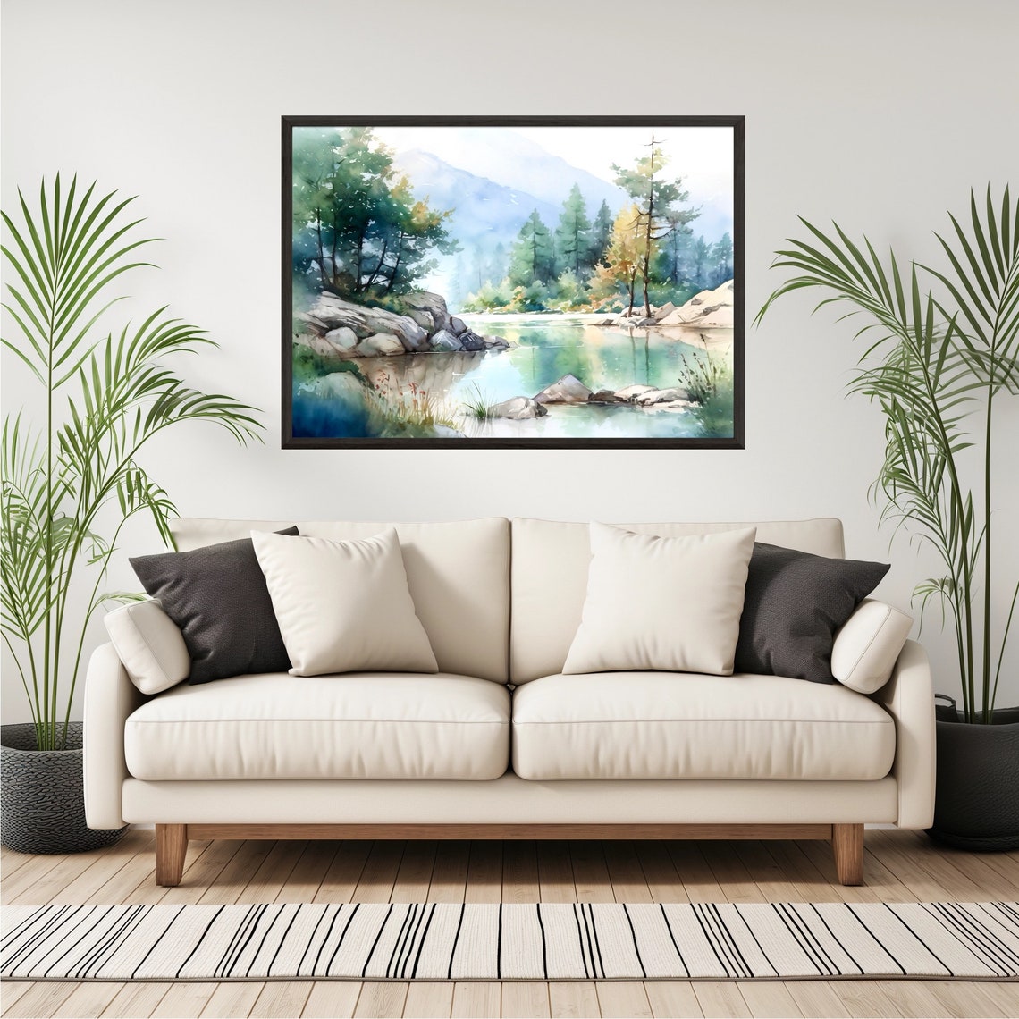 Mountain Landscape Watercolor Painting Art Print Mountain Lake Wall Art Home Decor Gift Art - Image 3
