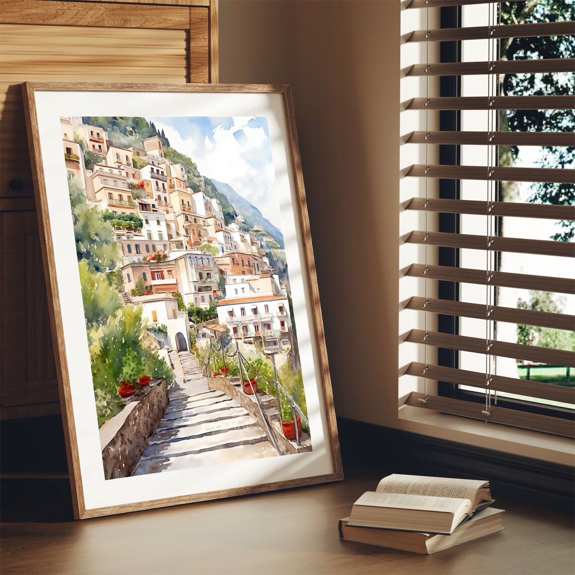 Positano Watercolor Painting, Amalfi Coast Travel Poster - Image 2