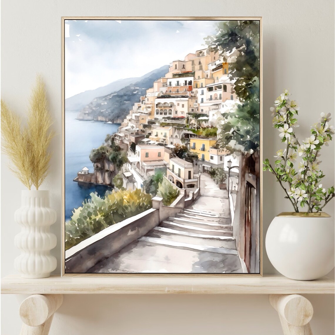 Positano Amalfi Coast Watercolor Travel Poster - Image 2