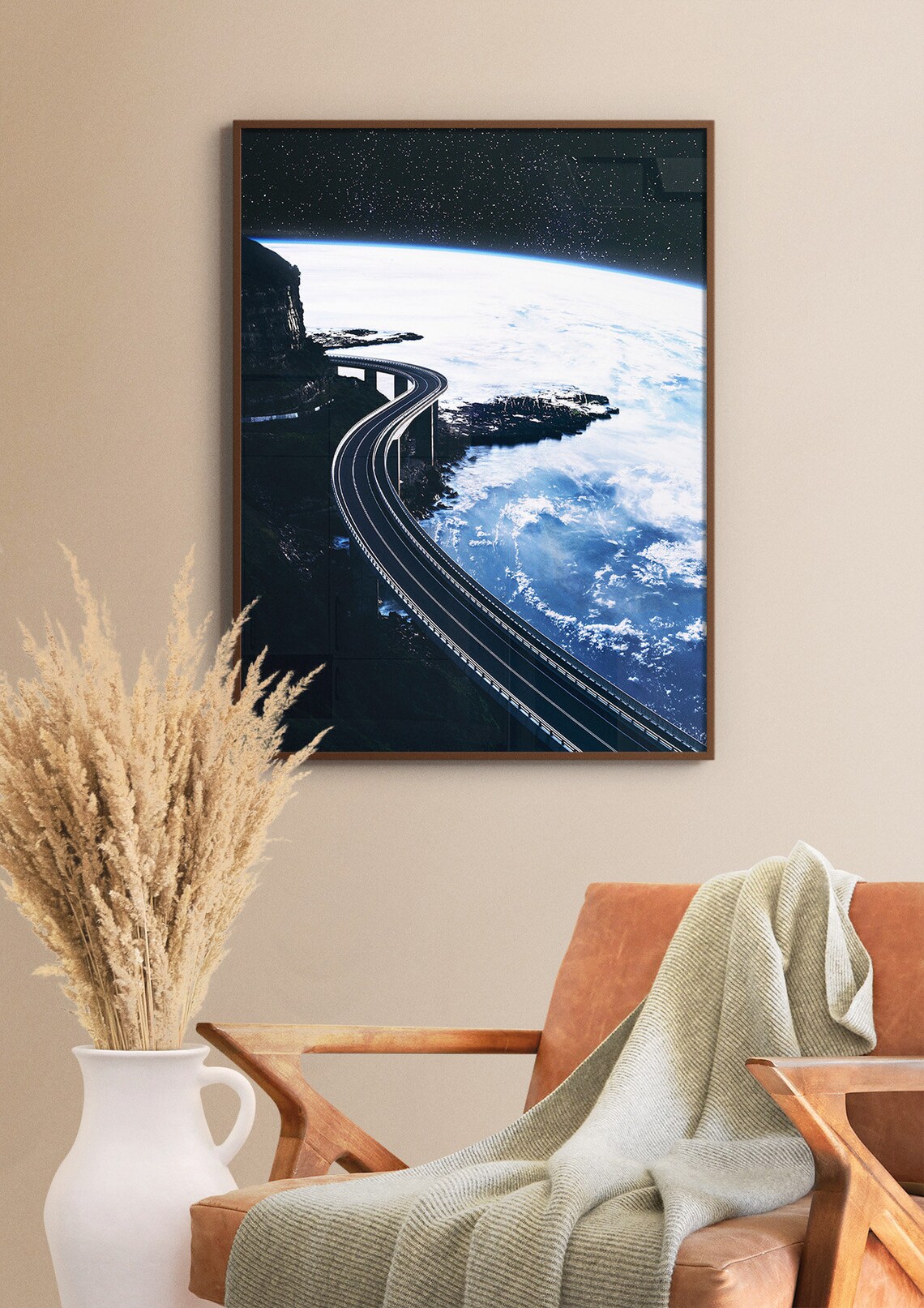 Road Above Earth Retrofuturism Space Art Print - Image 2