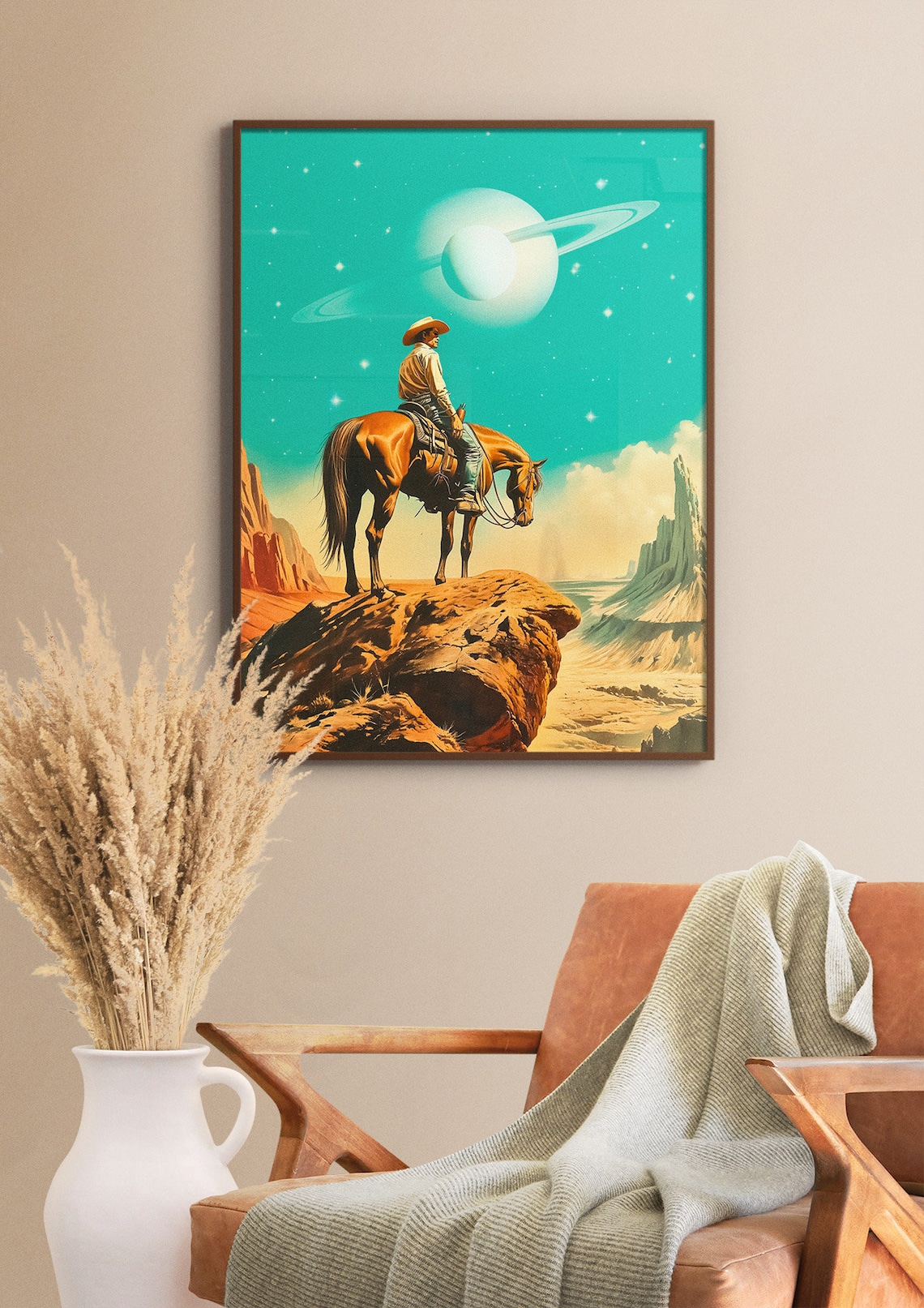 Western Astronaut Cosmic Retro-Futuristic Art Print - Image 3