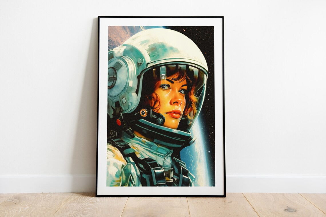 Astronaut Portrait 1, Retro Sci-Fi Art Print