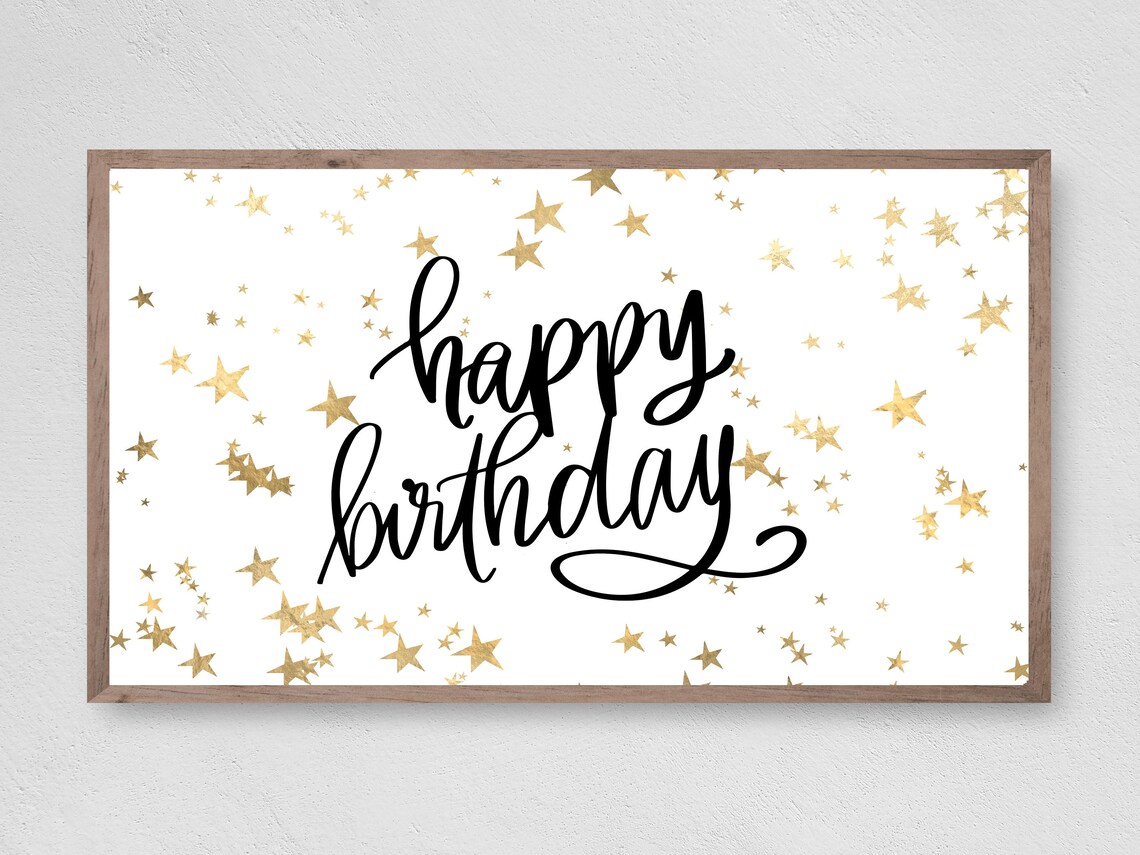 Happy Birthday Stars Art for Frame TV, Birthday Decor