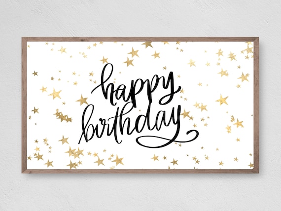 Happy Birthday Stars Art for Frame TV, Birthday Decor