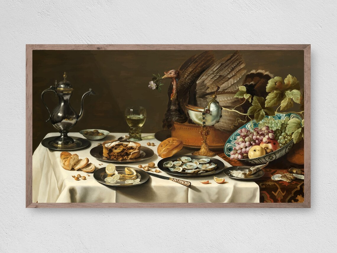 Thanksgiving Table Painting, Abstract Modern Art Print