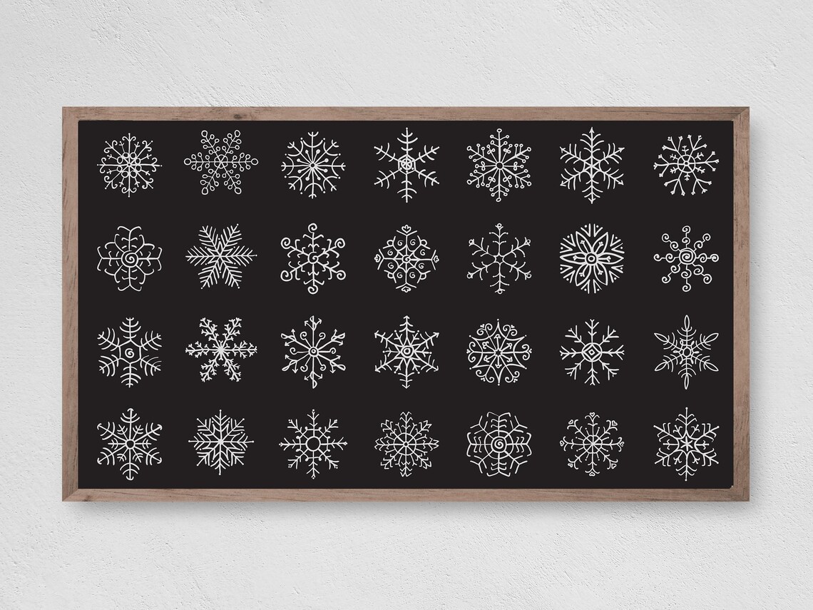 Christmas Modern Snowflakes Art Print, Winter Decor