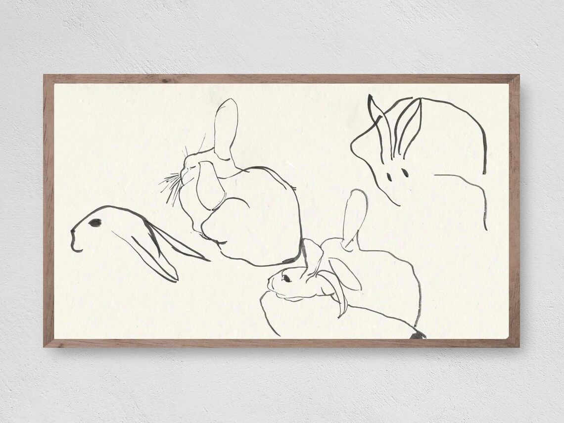 Easter Modern Rabbit Sketch, Spring Art Print
