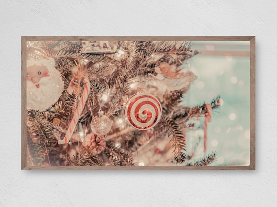 Vintage Christmas Tree Frame TV Art, Winter Decor