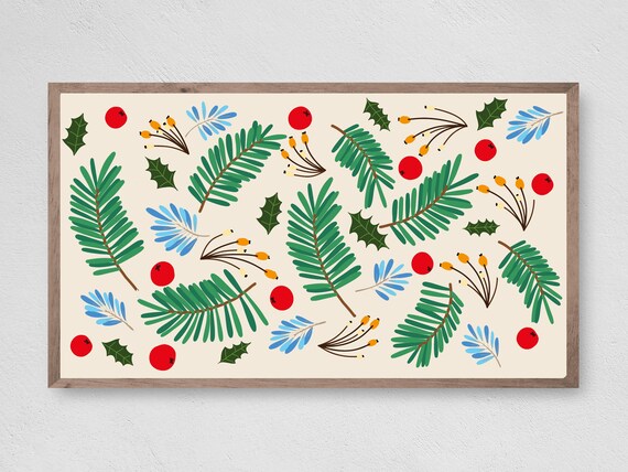 Christmas Holly Winter Frame TV Art Print
