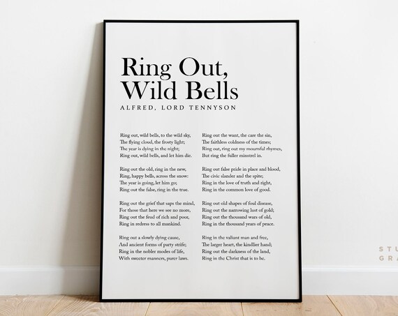 Alfred Lord Tennyson Ring Out Wild Bells Serif Typography Poster