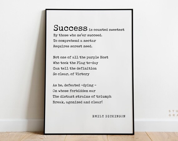 Emily Dickinson Success Is Counted Sweetest Victory Poem Poster