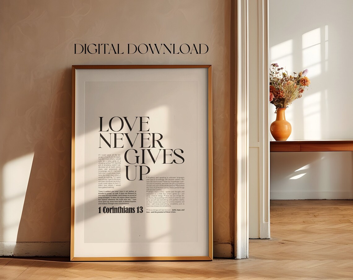 1 Corinthians 13 Love Never Gives Up Poster - Image 4