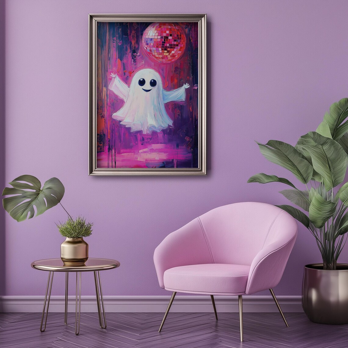 Ghost Disco Halloween Print For Teen Room Cute Disco Ghost Wall Art Pink Fun Halloween Printables - Image 2