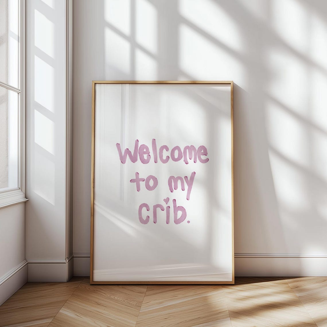 Welcome to My Crib Funny Pink Script Home Entryway Quote Print - Image 3