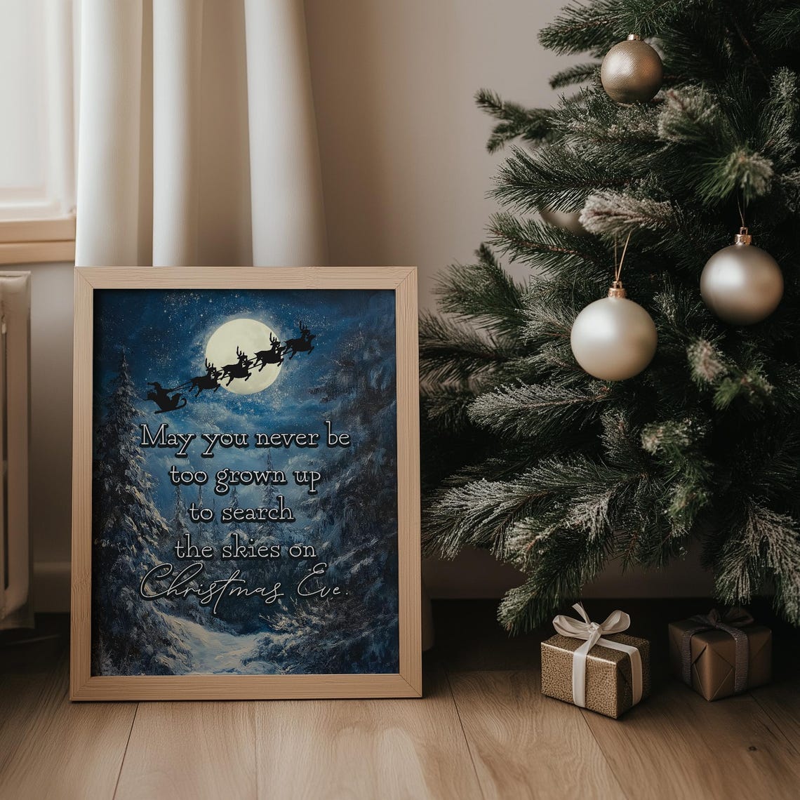 Never Too Grown Up Search Skies Christmas Eve Quote Wall Poster - Image 2