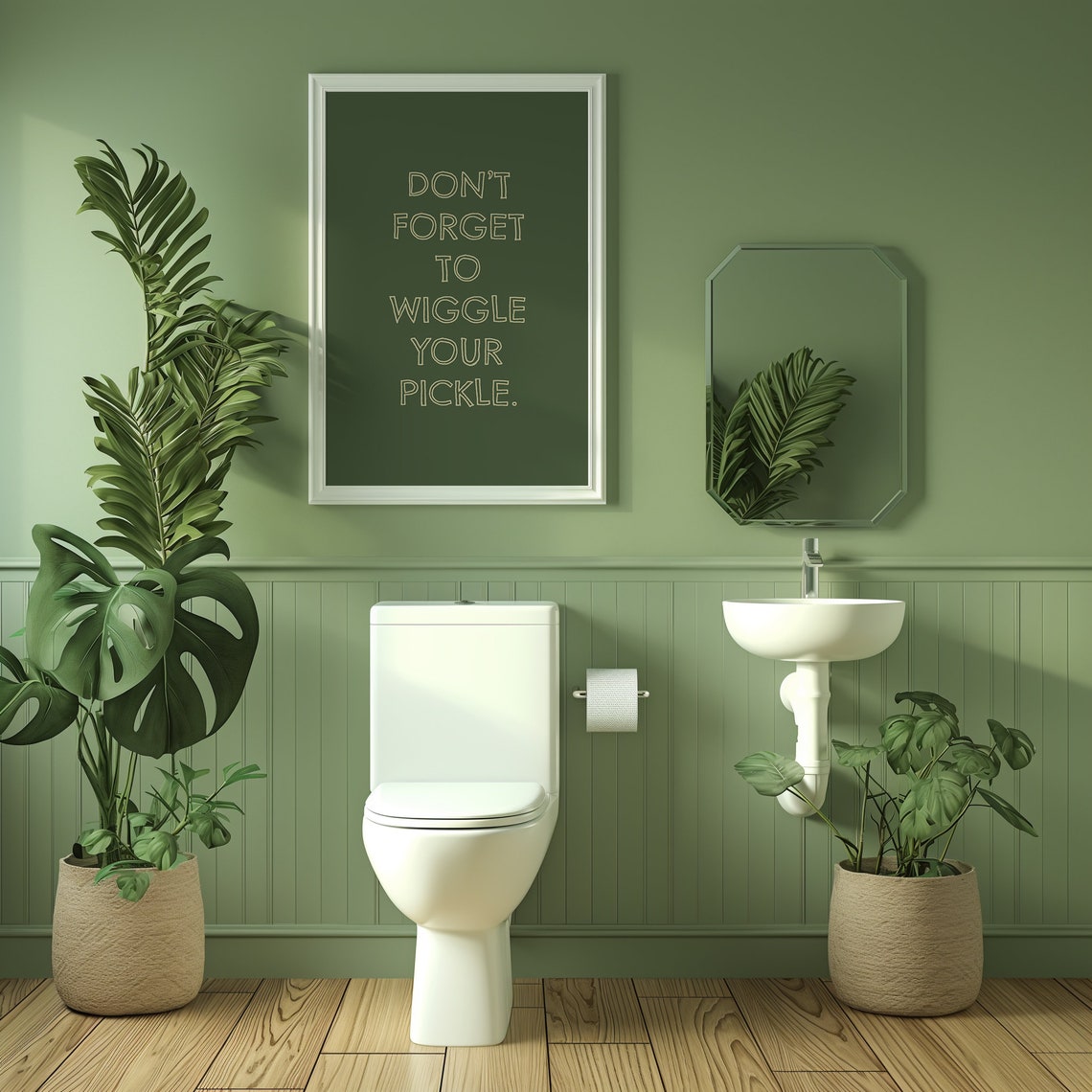 Dont Forget To Wiggle Your Pickle Funny Bathroom Quote Poster - Image 2