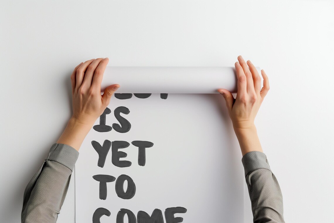 The Best Is Yet to Come Bold Hand Lettered Motivational Quote Art Print - Image 3