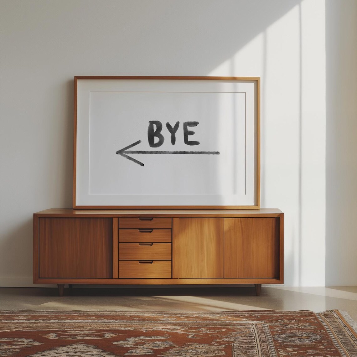 Bye Arrow Exit Sign Print, Scandinavian Minimalist Typography