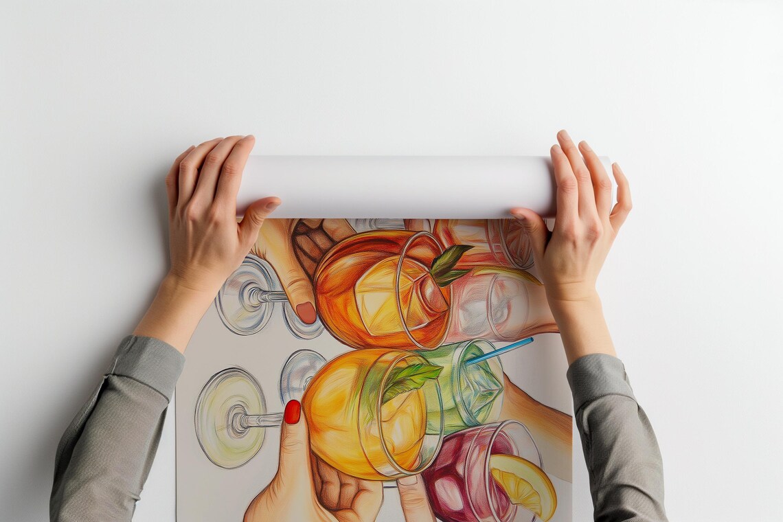 Cocktail Cheers Toast With Friends Colorful Bar Cart Art Print - Image 2