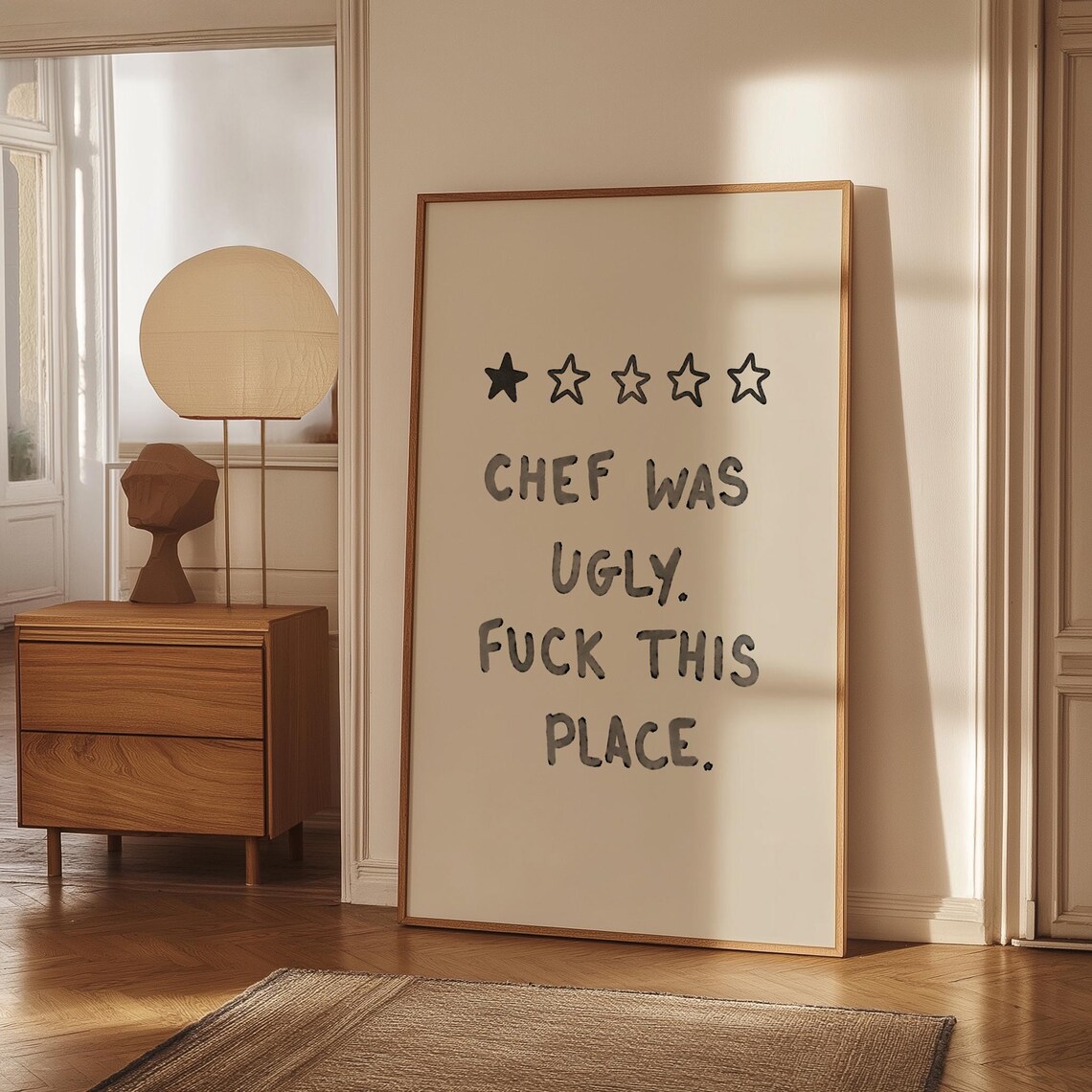 One Star Review Chef Was Ugly Sweary Funny Kitchen Art Print - Image 3