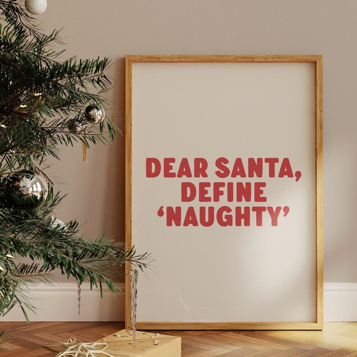 Dear Santa Define Naughty Christmas Typography Poster