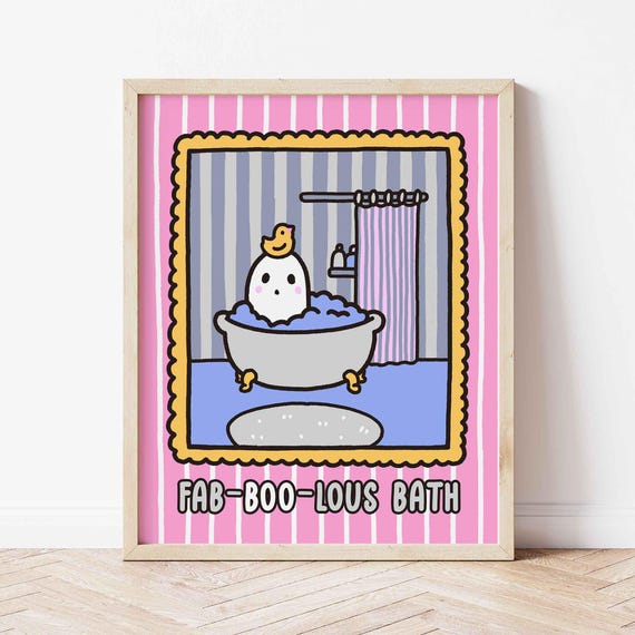 In A Bath Poster Cute Halloween Funny Bathroom Decor Creepy Design Spooky Trendy Art Print Unframed Shipped Wall
