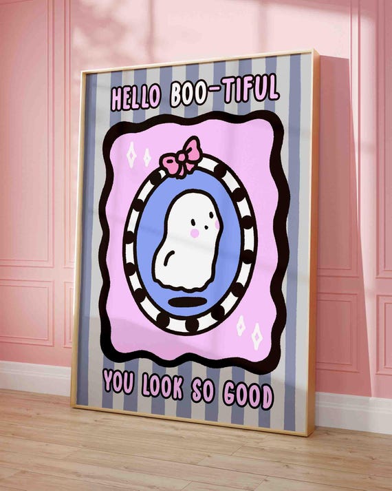 Hello Beautiful Poster Positive Quote You Look So Good Print Creepy Cute Design Spooky Trendy Art Unframed Shipped Wall