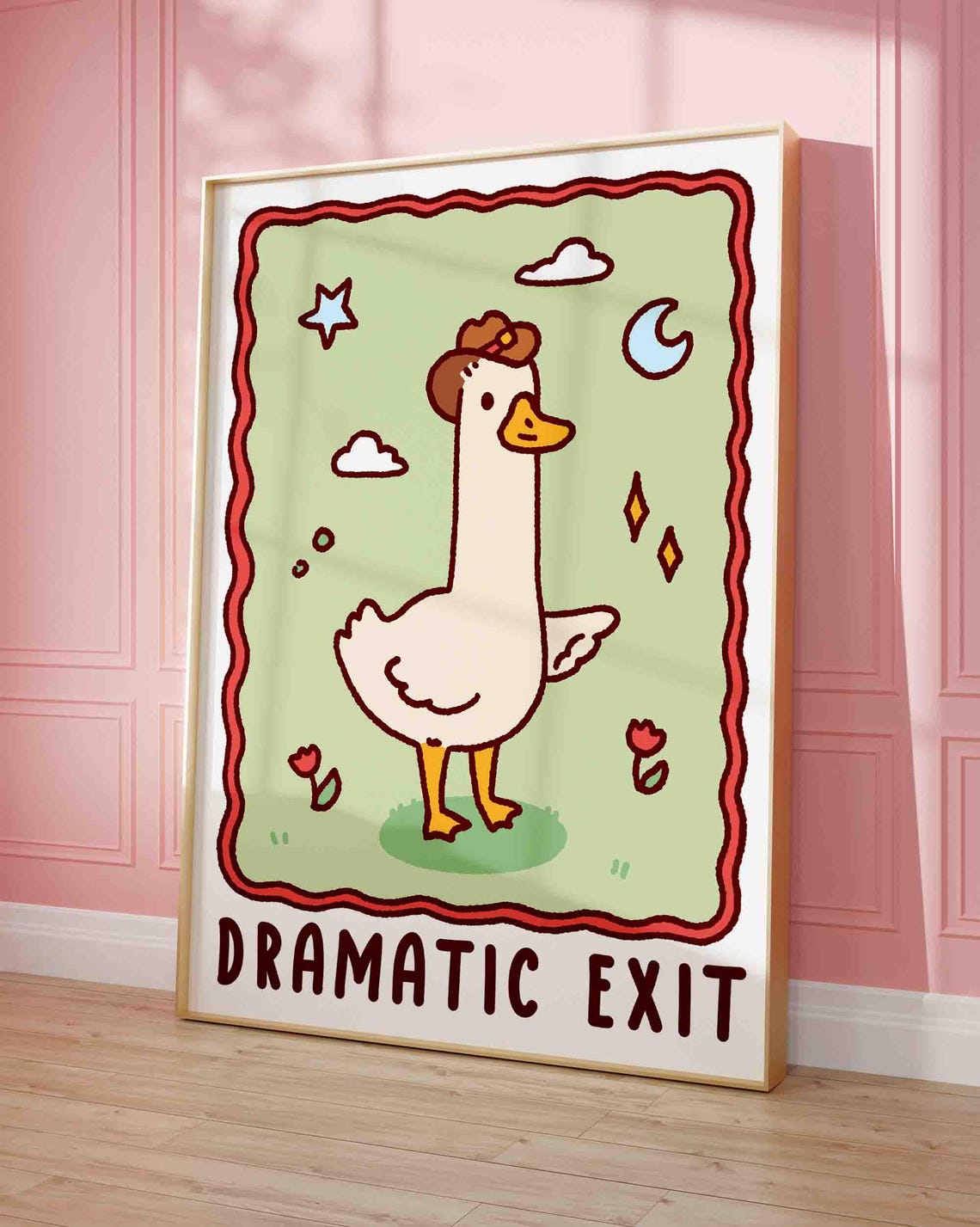 Dramatic Exit Sassy Cowboy Goose Retro Western Animal Poster