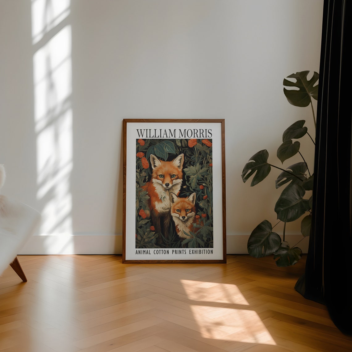 William Morris Fox And Cub Floral Animal Exhibition Art Poster - Image 3