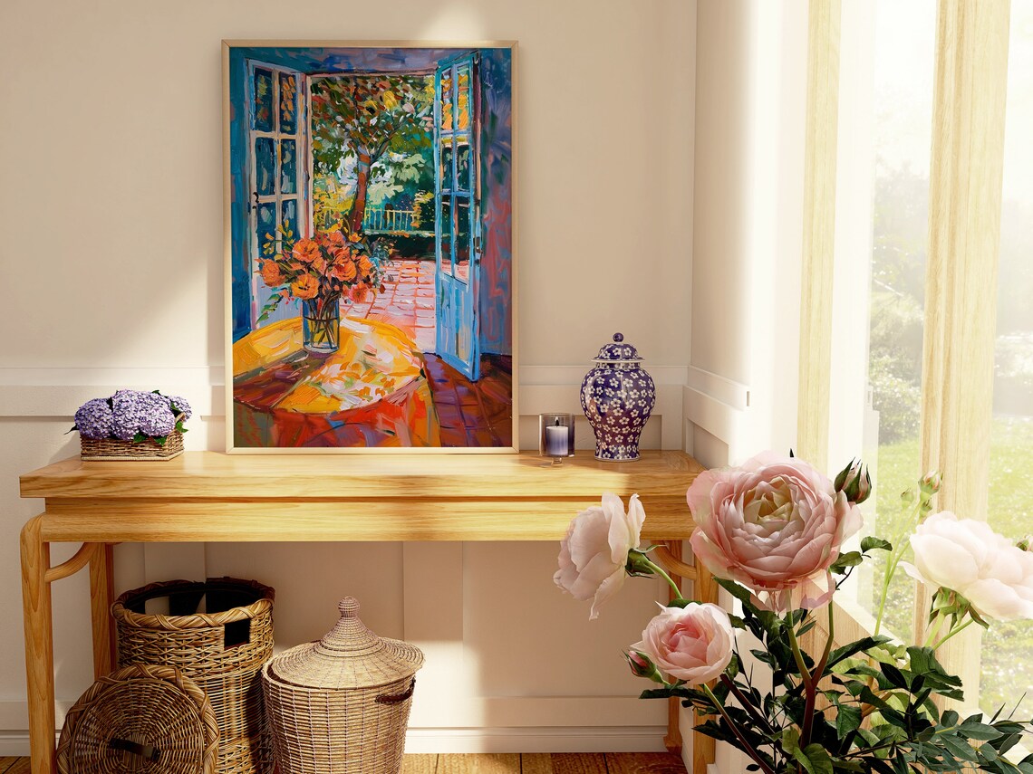 Matisse Style Open Window Terrace Flowers Fauvist Painting Poster - Image 3