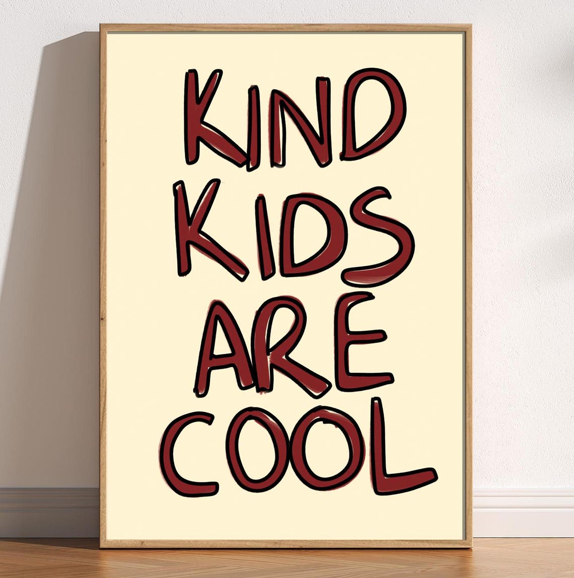 Kind Kids Are Cool Hand Lettered Red Kids Room Typography Poster