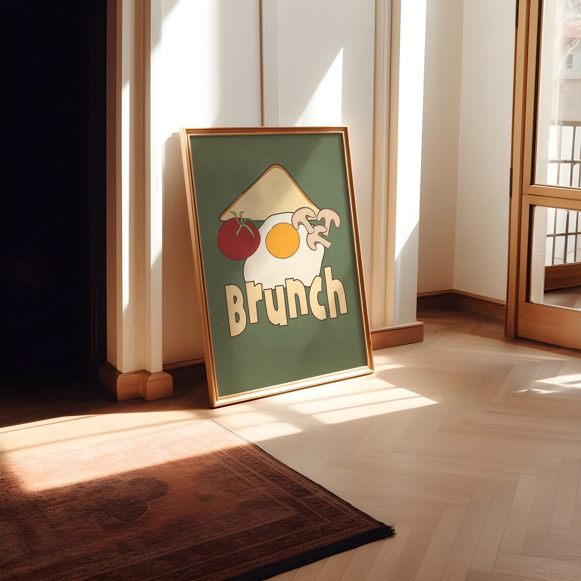 Brunch Breakfast Plate Egg Tomato Mushroom Toast Kitchen Poster - Image 2