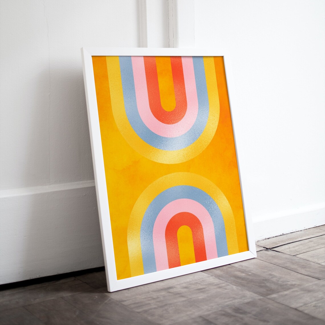 Retro Double Rainbow Print, Bold Bohemian Abstract - Image 2