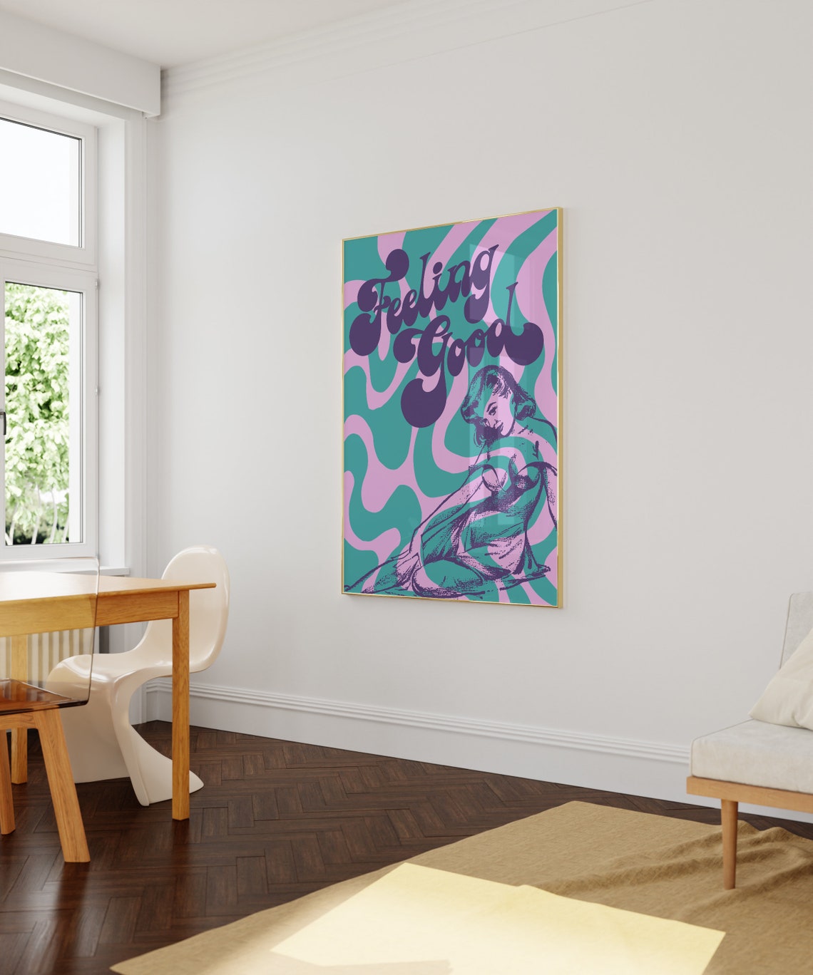 Feeling Good Retro 60s Pin Up Girl Psychedelic Groovy Swirl Poster - Image 3