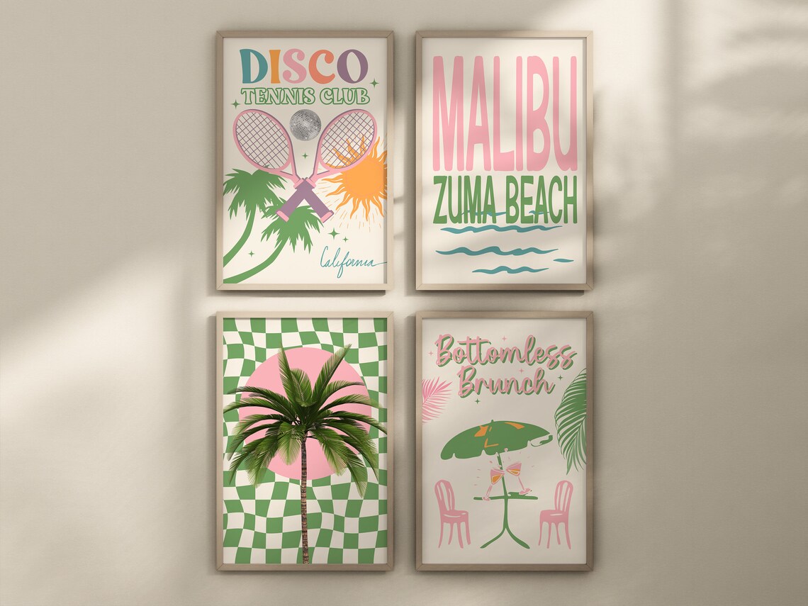 Palm Tree Checkerboard California Summer Travel Poster - Image 3