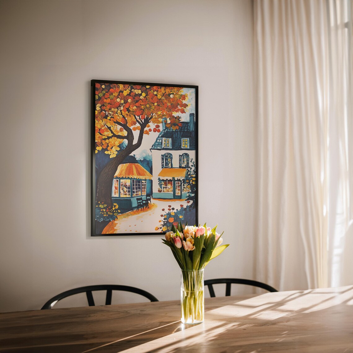 Matisse-Inspired Cozy Autumnal Small Town Poster - Image 2