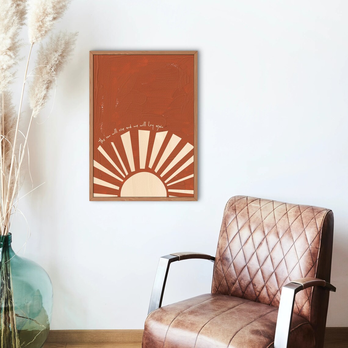 Boho Sunrise Art Print, Mid-Century Earthy Decor - Image 2