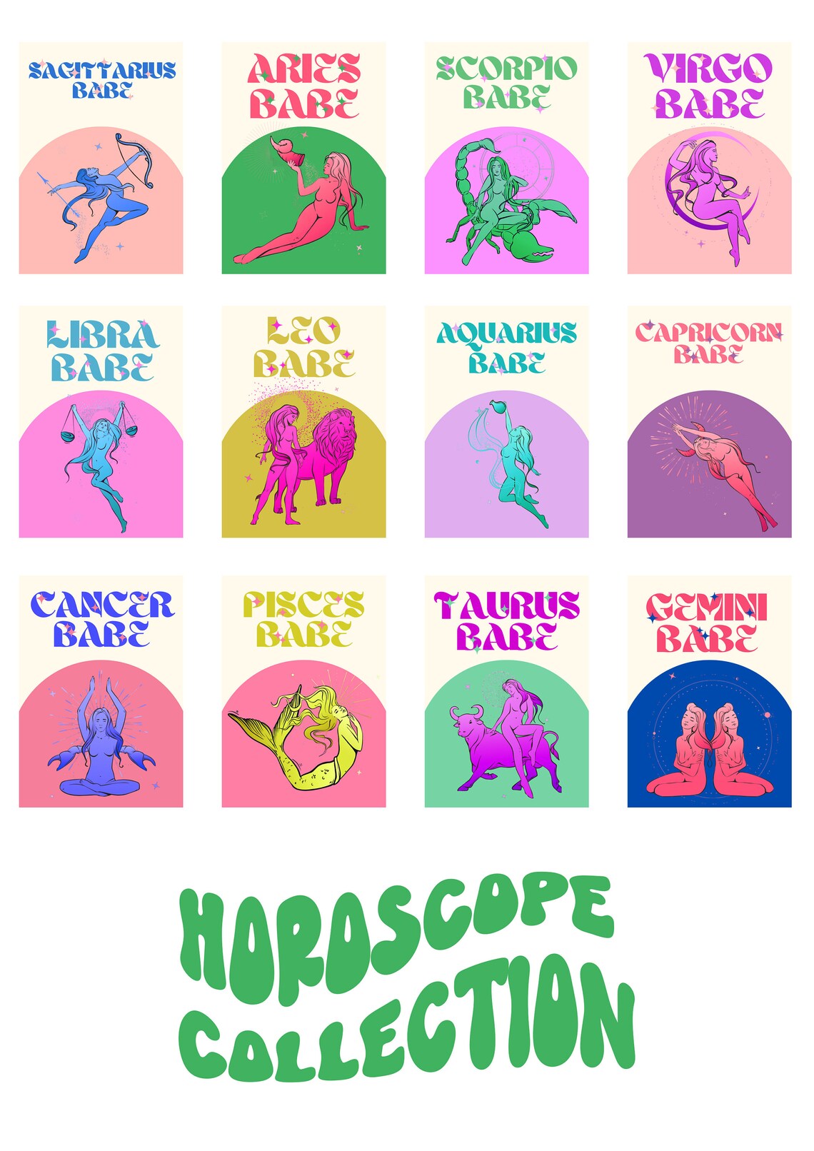 Capricorn Star Sign Art Print, Retro Zodiac Poster - Image 2
