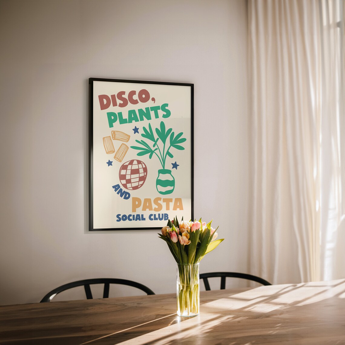 Retro Social Club Poster, Disco Plants and Pasta - Image 3