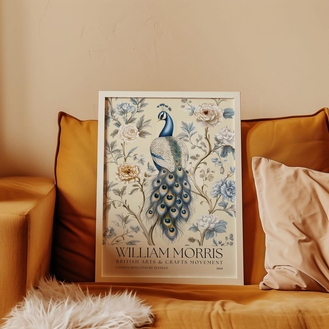 William Morris Peacock Floral Blue Vintage Botanical Art Poster - Image 3