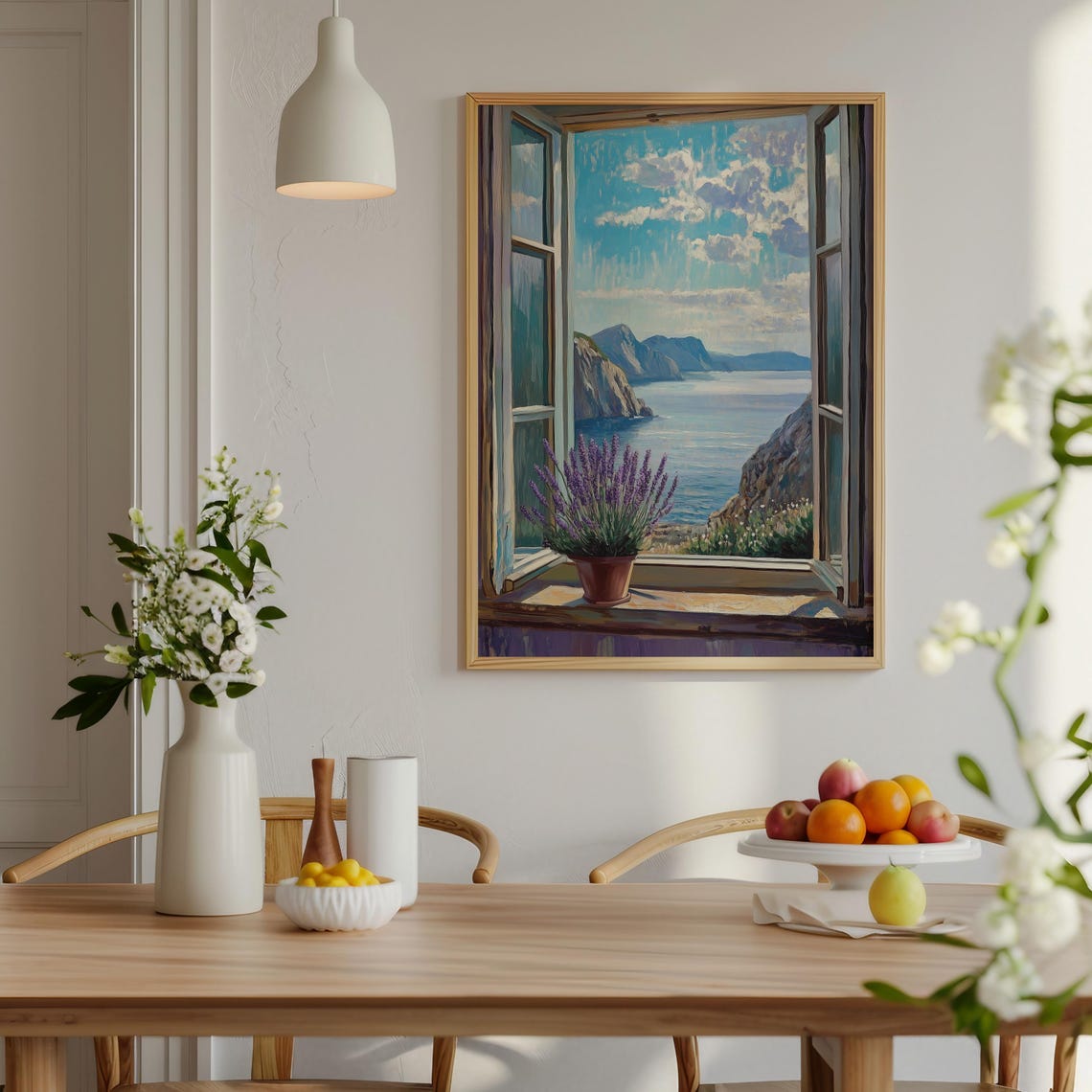Open Window Cliff View Sea Wall Art Print - Image 2